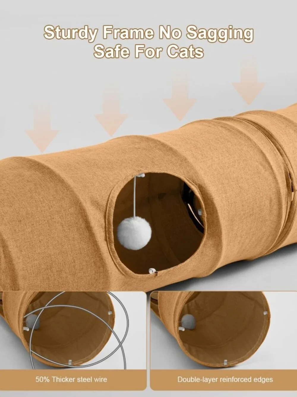 Interactive Cat Tunnel Set - 3 Straight Tunnels, DIY Shapes, Scratch Resistant